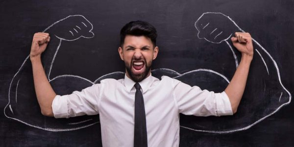 Strong businessman ready to win